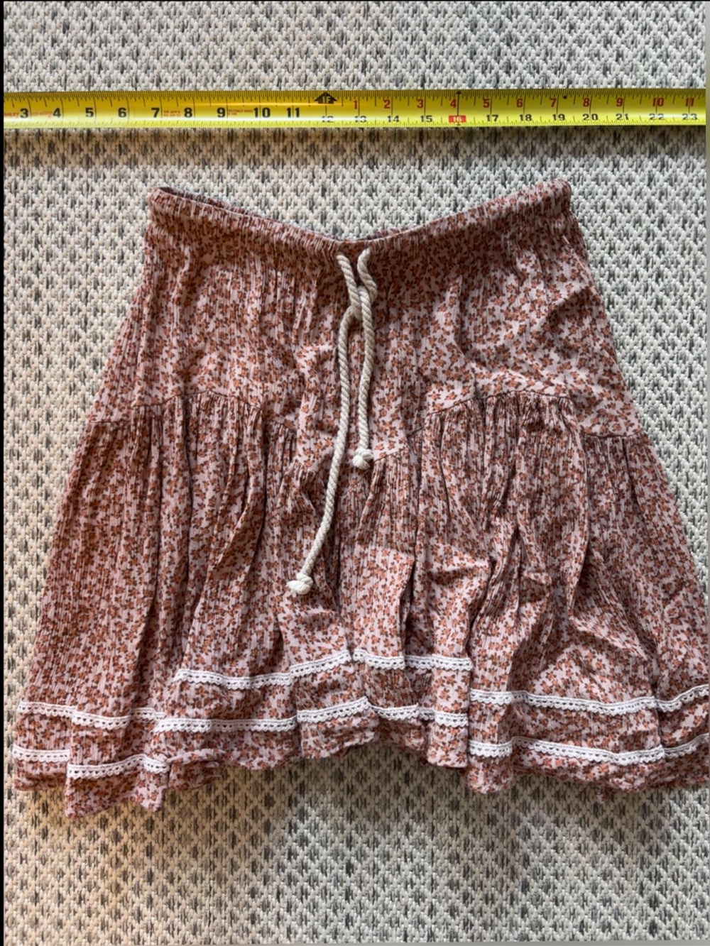 Olivaceous Pink Floral Tiered Boho Skirt